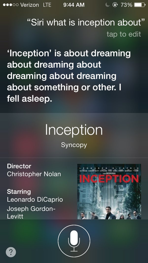 siri snarky answers inception