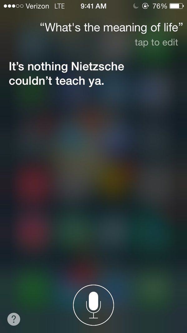 siri snarky answers nietzsche