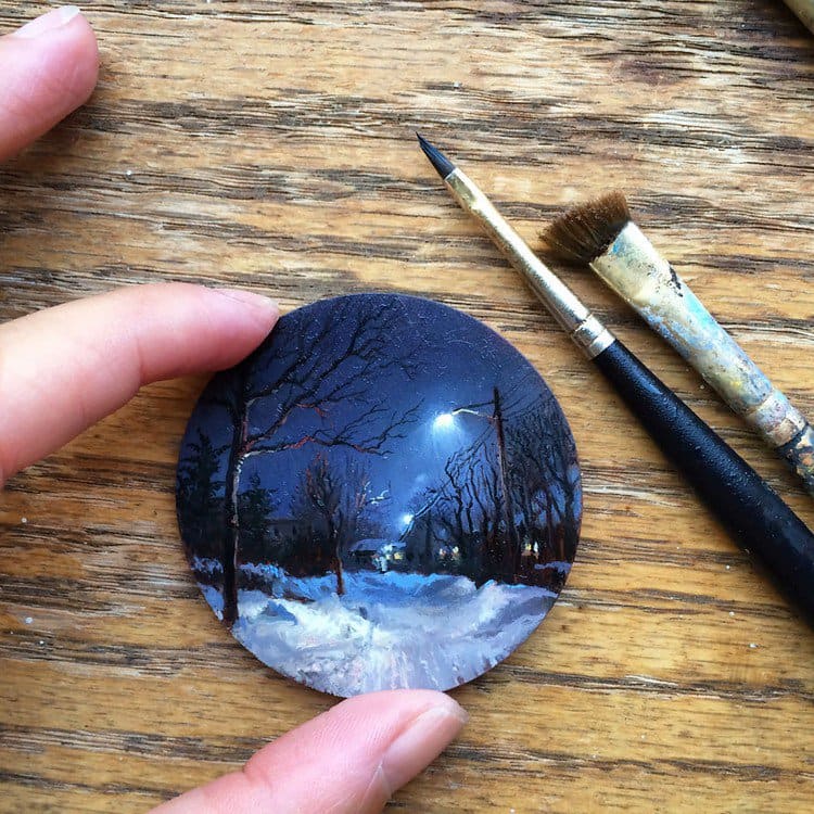 tiny snow painting