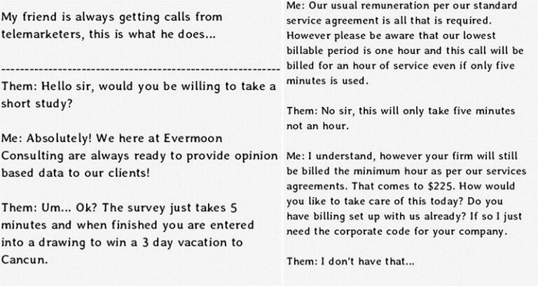 Funny Telemarketers Response