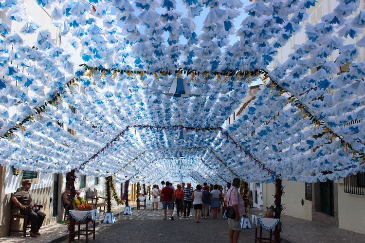 blue white flower canopy