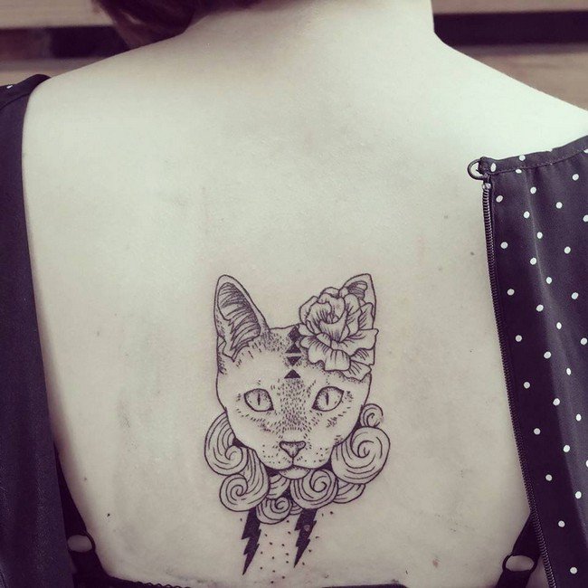 cat rose tattoo