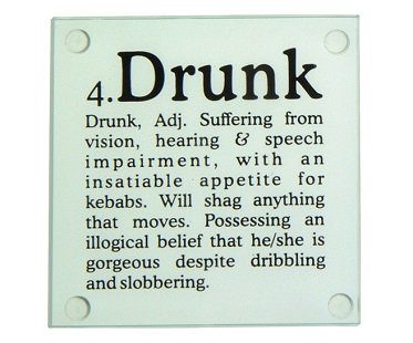 drunk words coasters glass