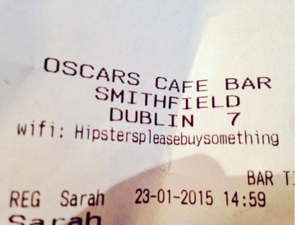 hipster receipt