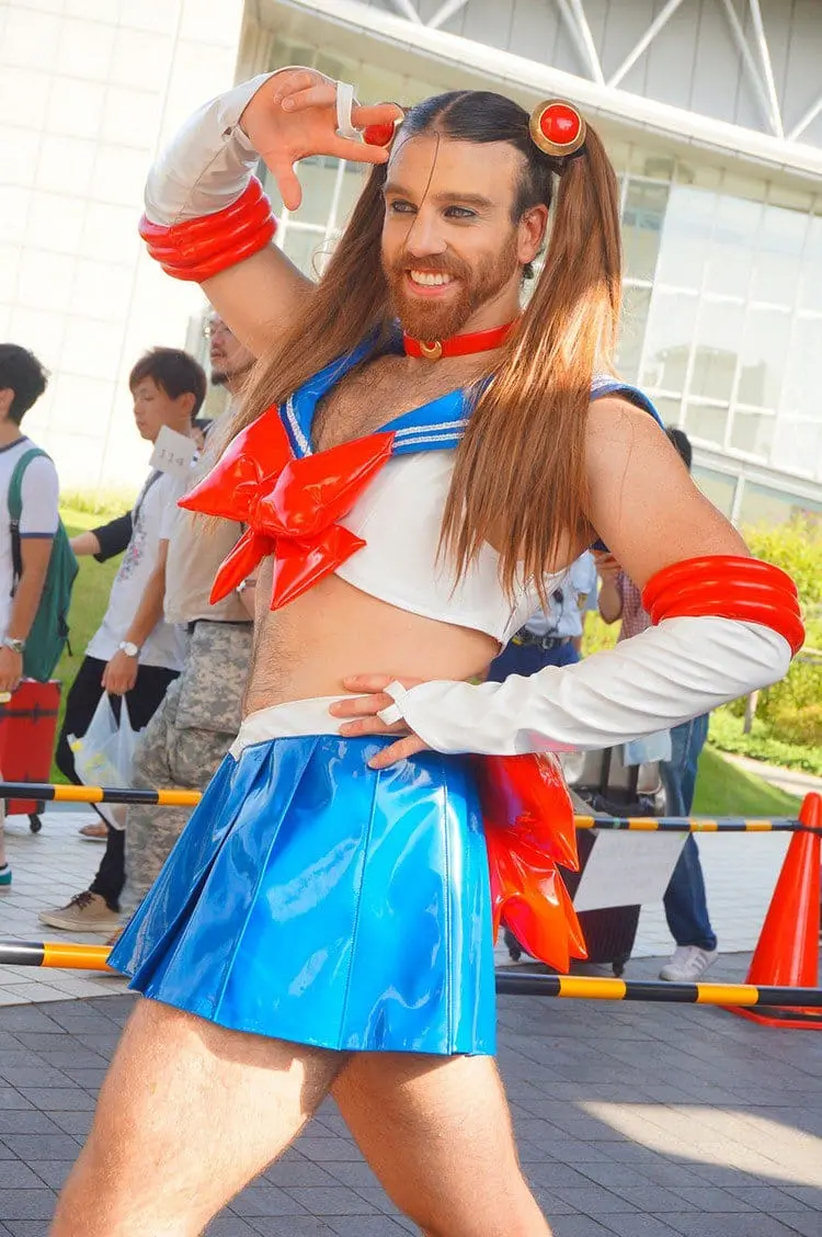 ladybeard costume smiling