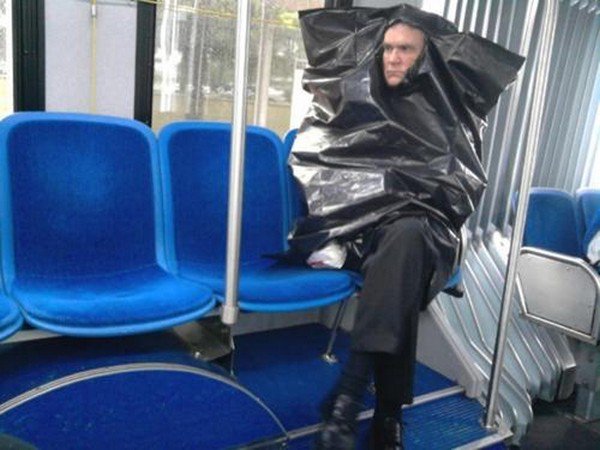 man garbage bag