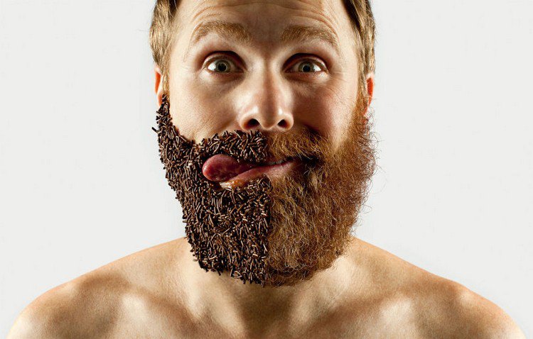 man half beard half chocolate sprinkles