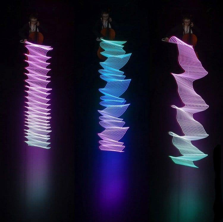 musician colored sound light waves