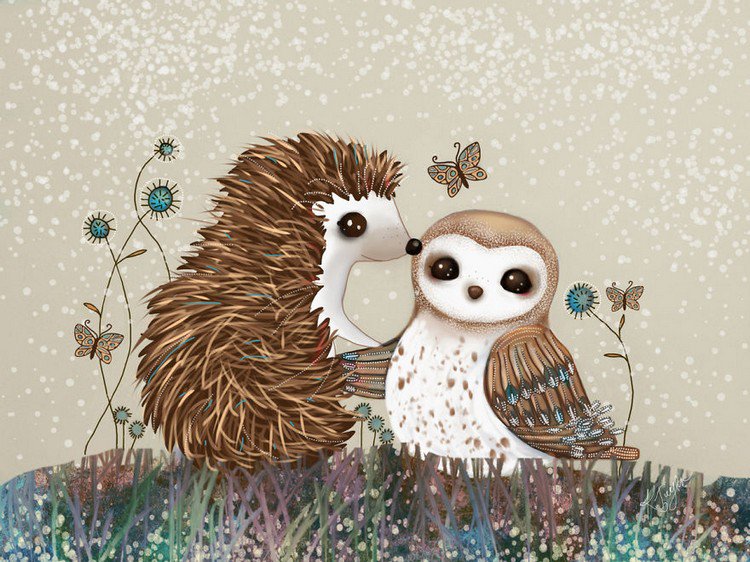 owl and hedgehog