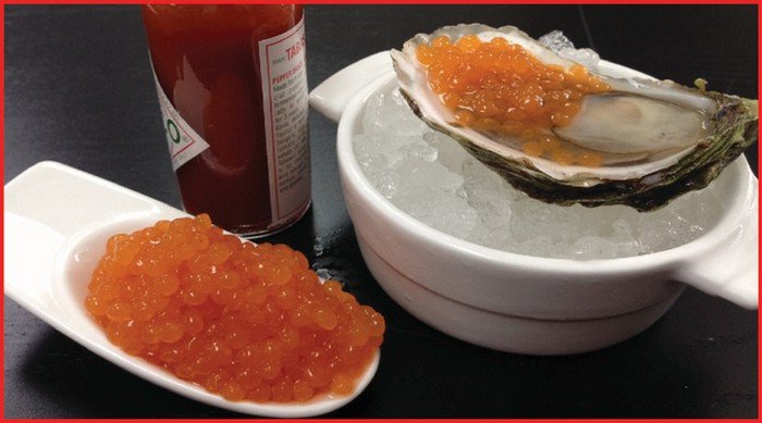 oysters with tabasco pearls