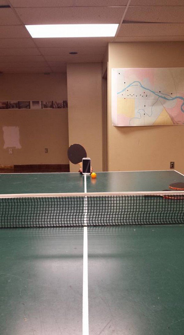 phone playing ping pong