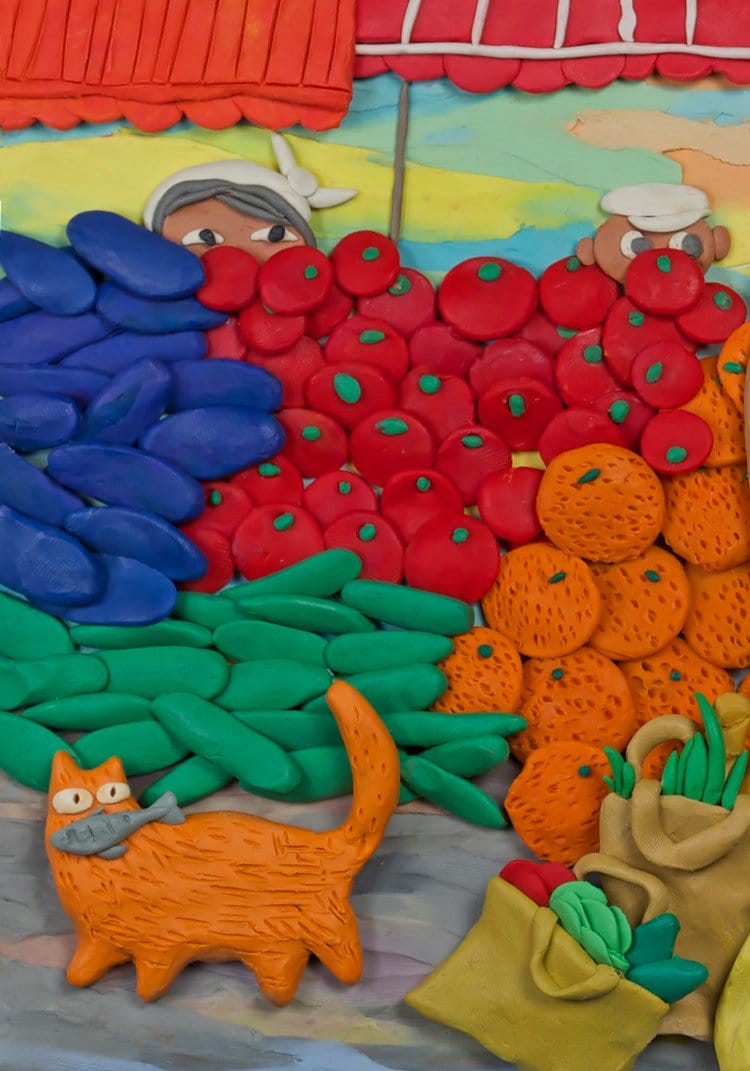 plasticine cat fish veg