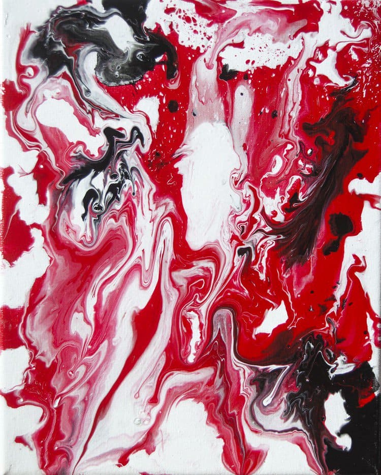 red black white marbled painting
