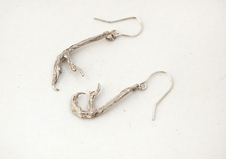 silver animal feet earrings