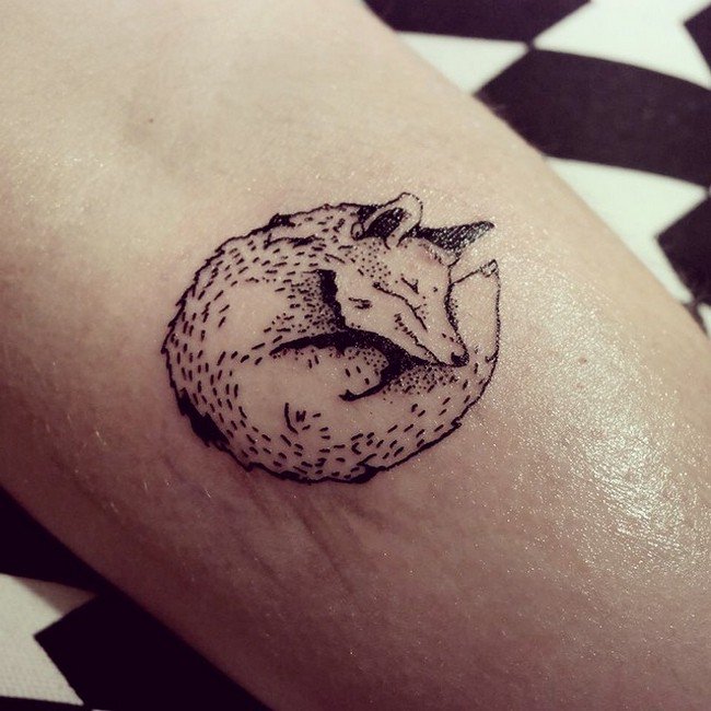 sleeping fox tattoo