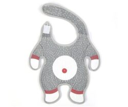 sock monkey baby bib