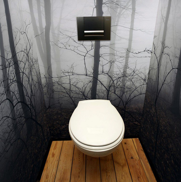 spooky forest mural bathroom