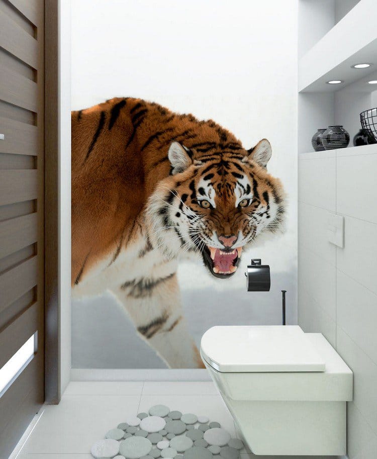 tiger mural bathroom