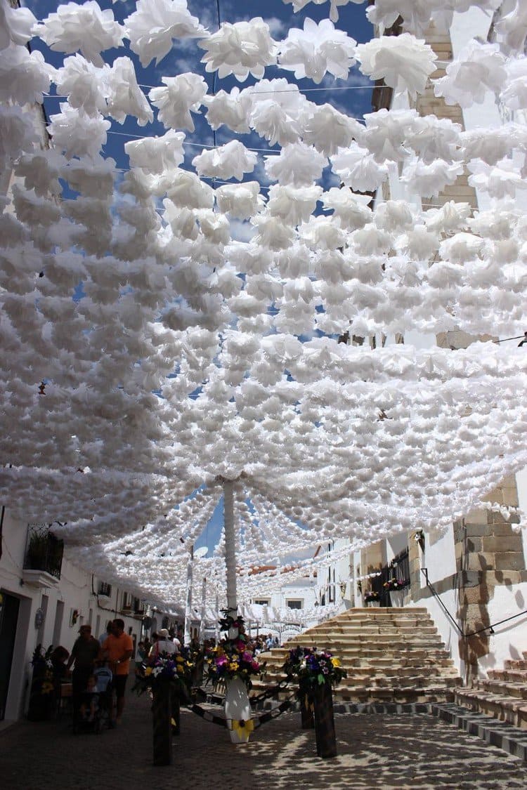 white flowers stairs