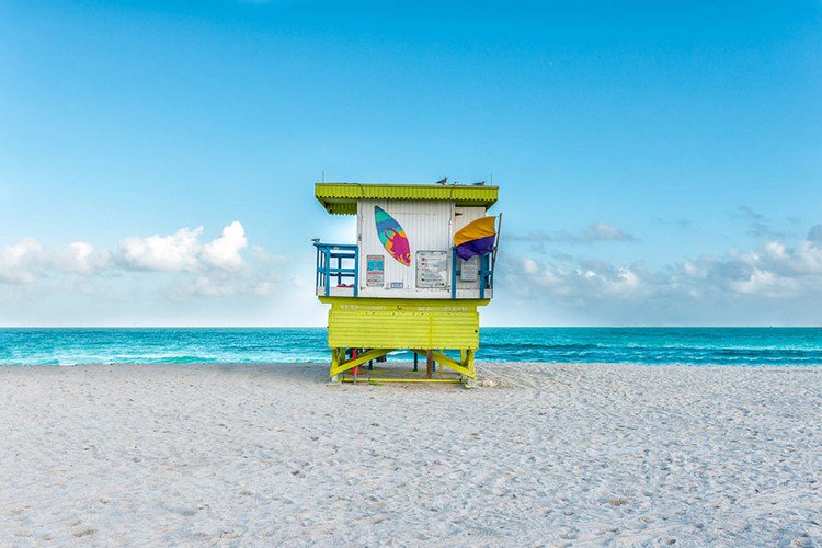 yellow green beach cabin