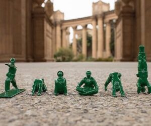 yoga posing green army men