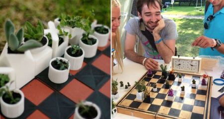 3D-Printed Chess Pieces Flower Pots