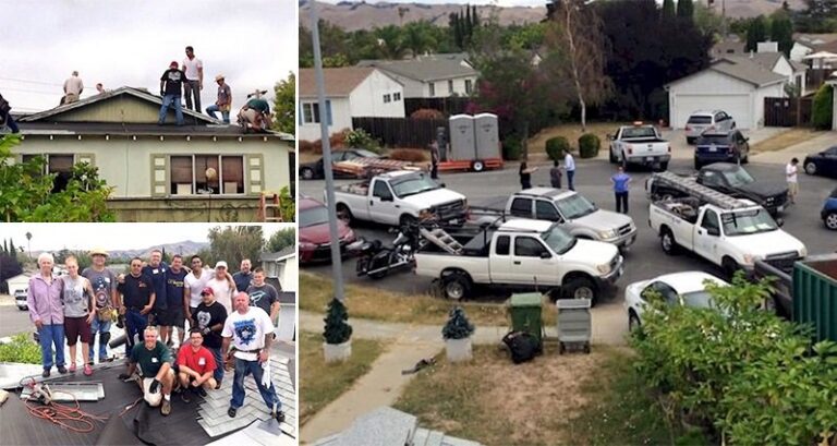 Strangers Help Old Man Build Roof
