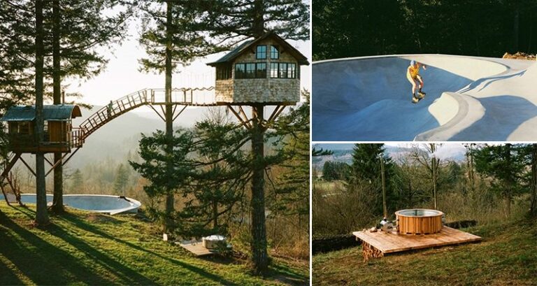 Treehouse Complex With Skate Bowl And Hot Tub