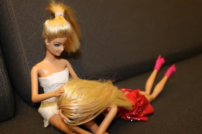 barbie crying lap