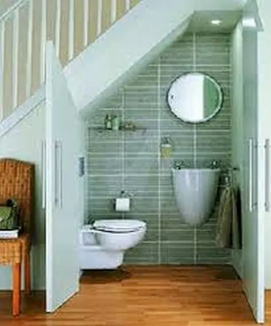 bathroom under stairs