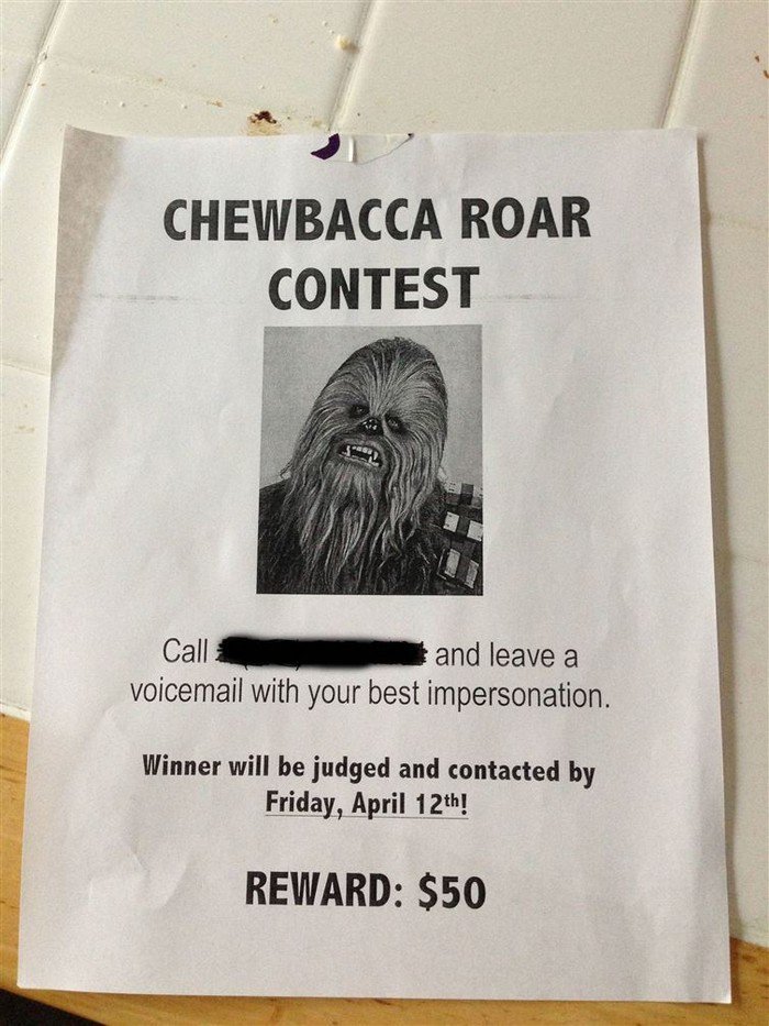 chewbacca contest poster