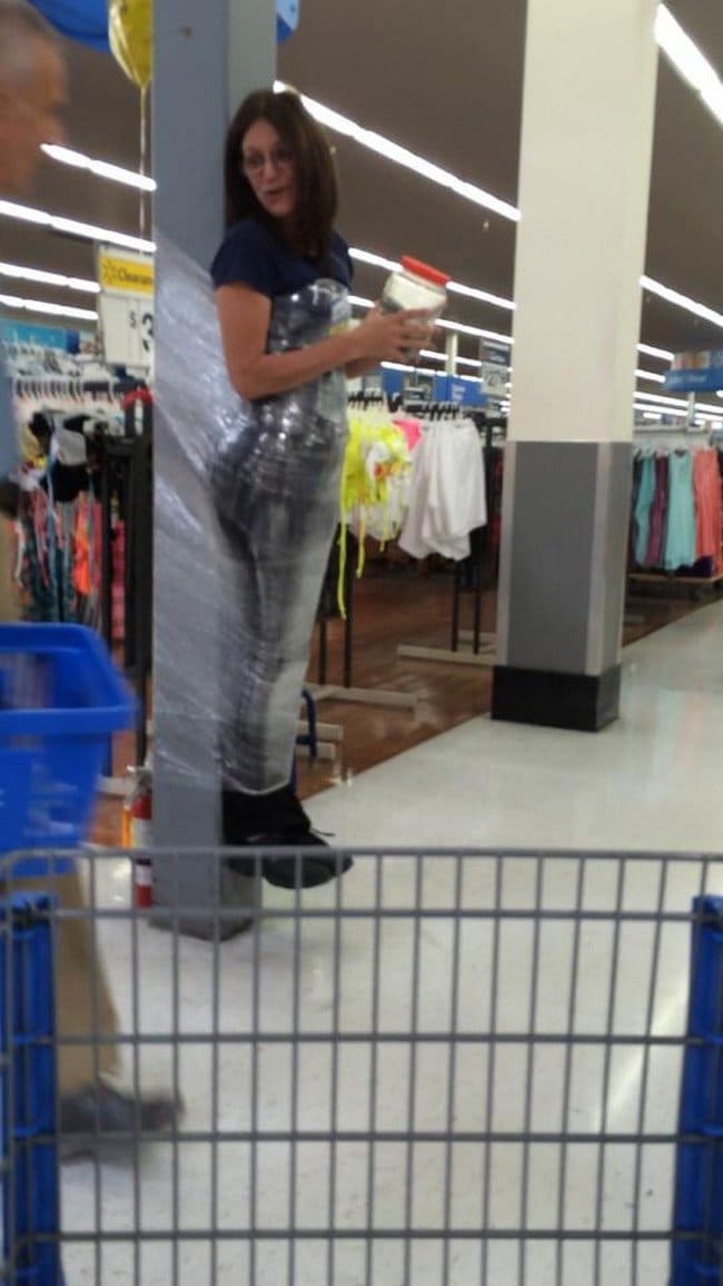 clingfilmed woman walmart