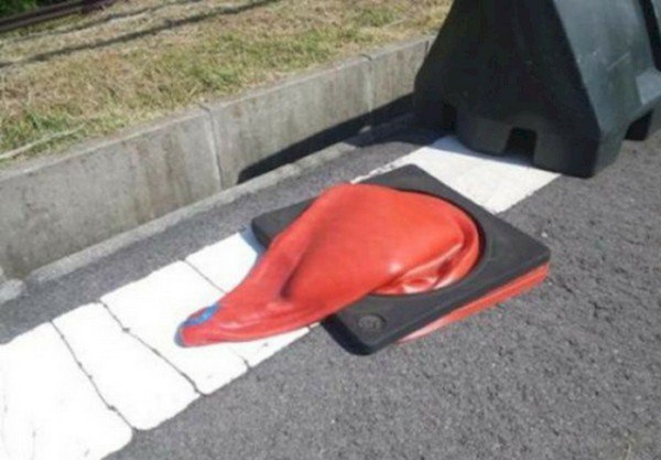 deflated traffic cone