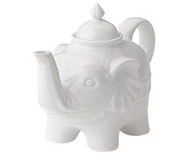 elephant teapot white
