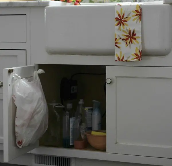 garbage bag in cupboard