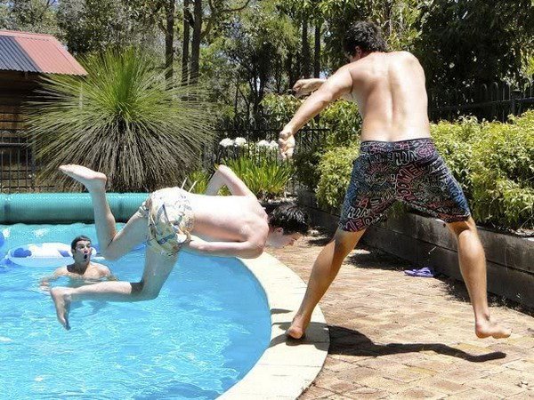 guy falling pool