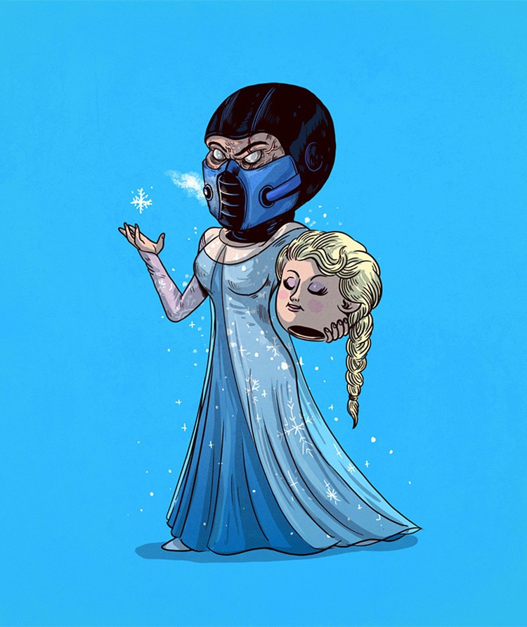 illustrator-reveals-what-lies-under-the-masks-of-famous-characters-elsa