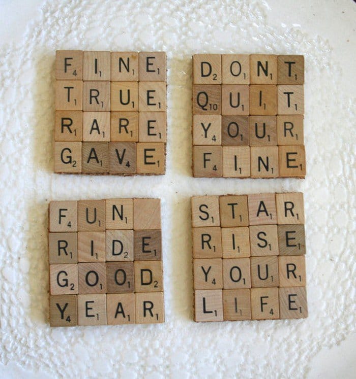 scrabble themed coasters