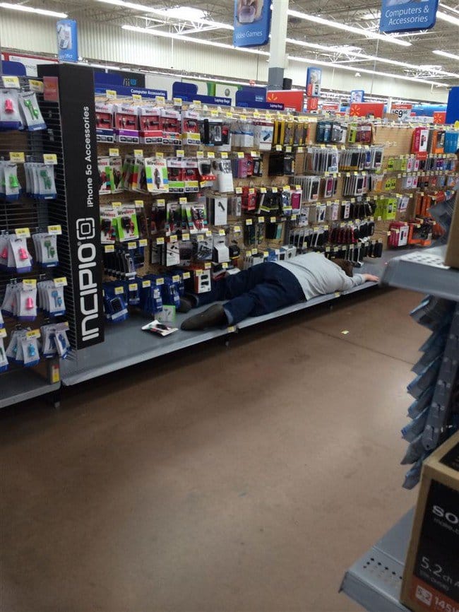 man sleeping walmart