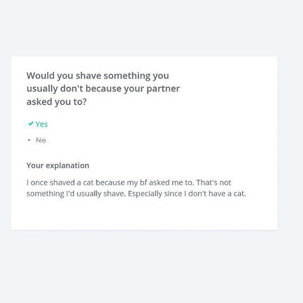 okcupid question shave
