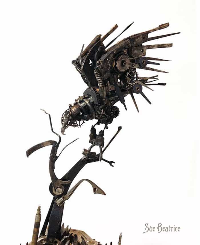 recycled-watch-parts-steampunk-sculptures-crow