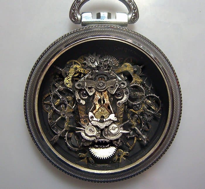 recycled-watch-parts-steampunk-sculptures-lion