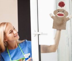 sock monkey dusting mitt