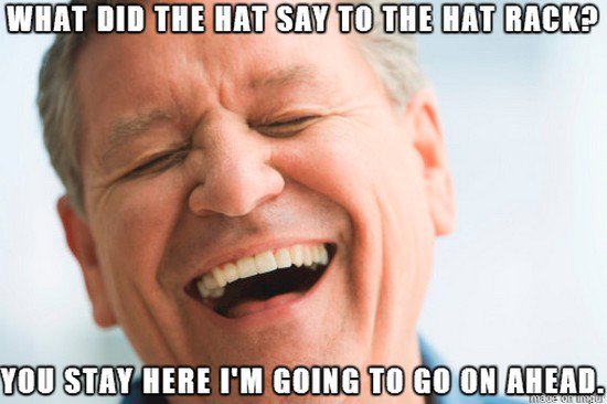 what did the hat say to the rack joke with laughing man as background