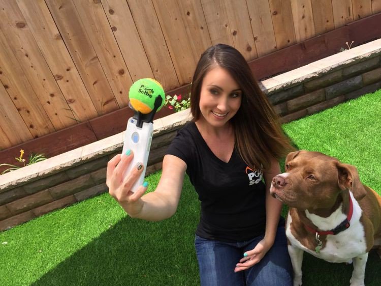 woman dog outdoor selfie