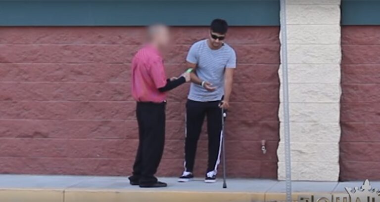 'Blind' Man Asks Strangers To Check Lottery Ticket