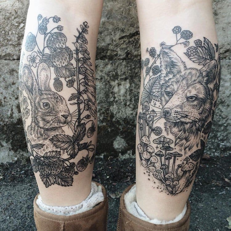 animal leg tattoos