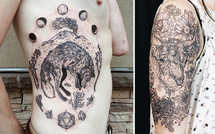 Pony Reinhardt Inks Beautiful NatureThemed Tattoos Inspired By OldFashioned Drawings