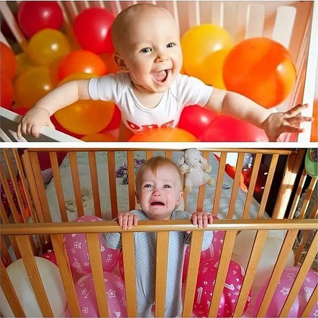 babies cot balloons