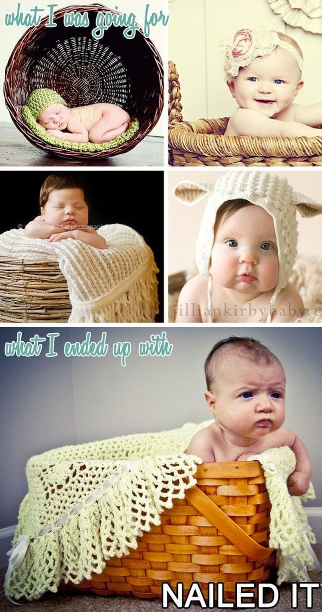 cute babies in baskets